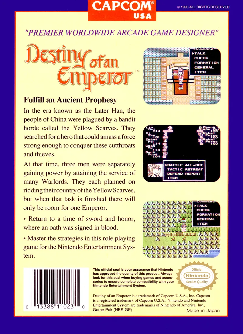 Destiny of an Emperor box back