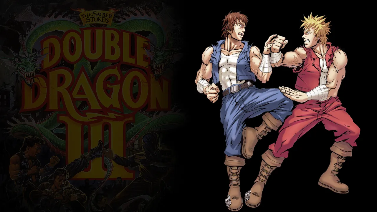 Backdrop artwork for Double Dragon III: The Sacred Stones