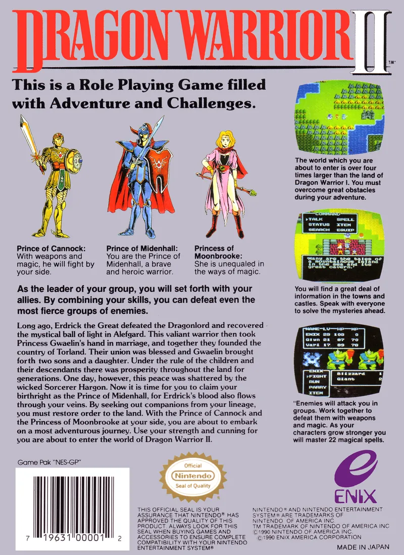 Dragon Warrior II box back