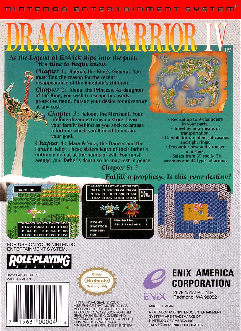Dragon Warrior IV box back