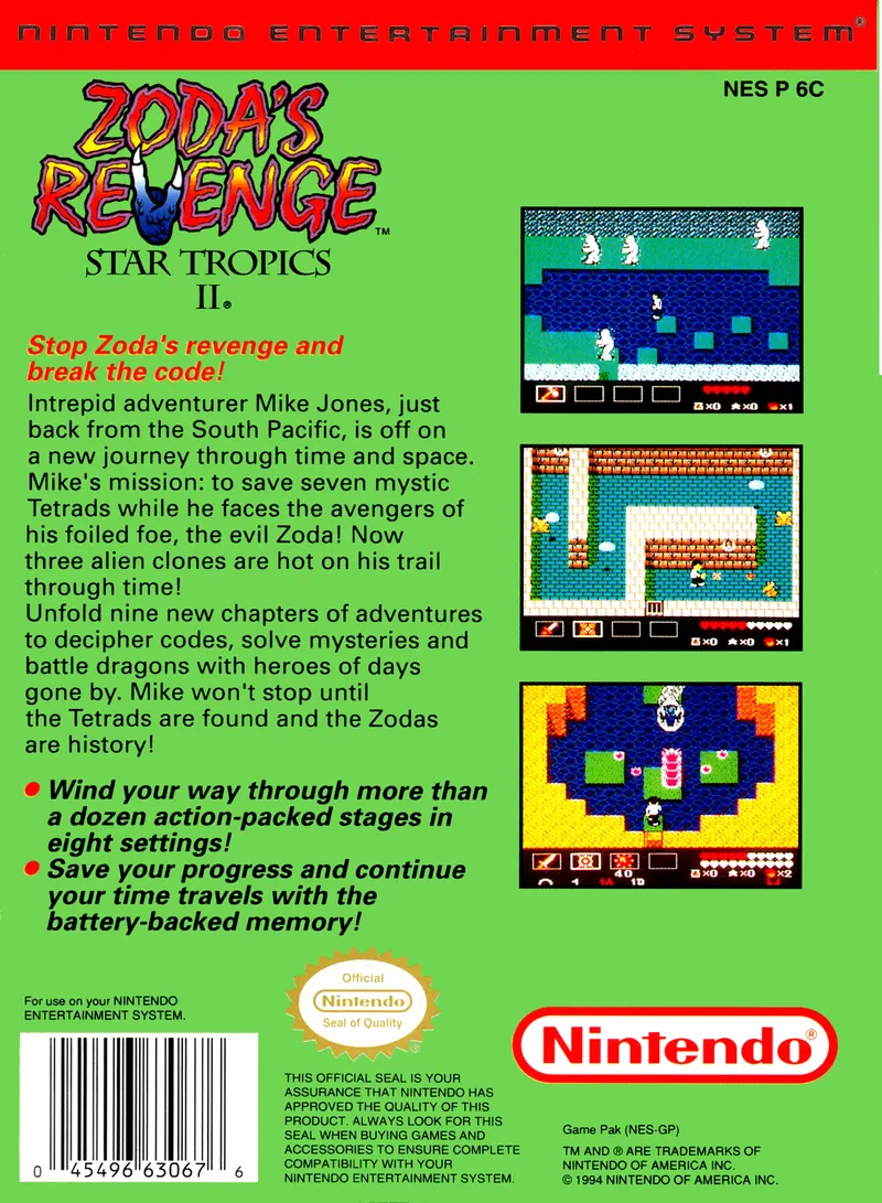 Zoda's Revenge: StarTropics II box back