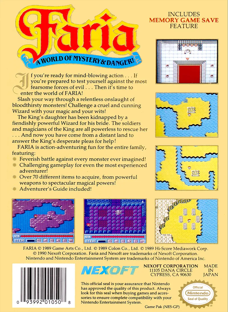 Faria: A World of Mystery & Danger! box back