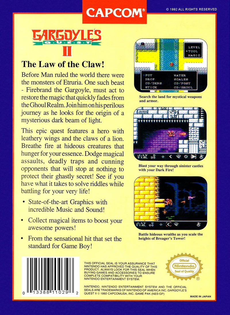 Gargoyle's Quest II box back