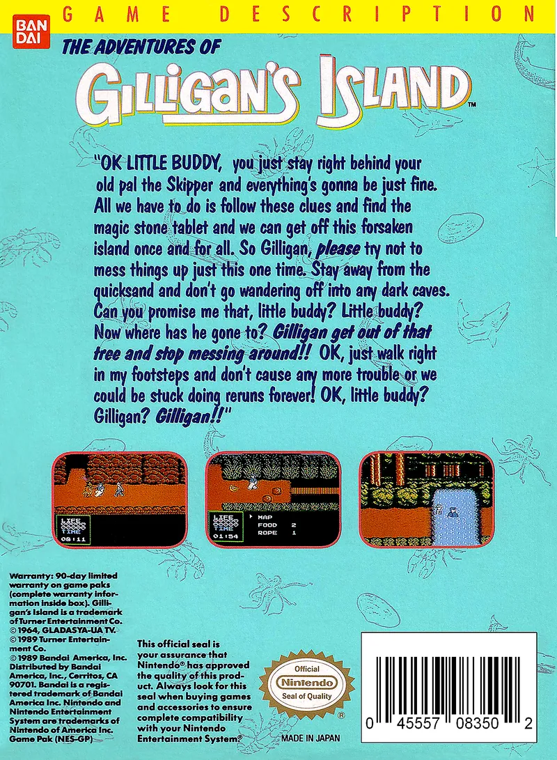 The Adventures of Gilligan's Island box back