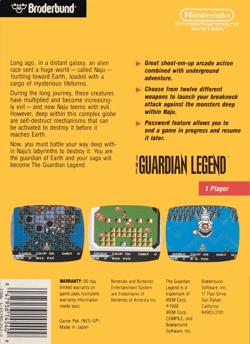 The Guardian Legend box back