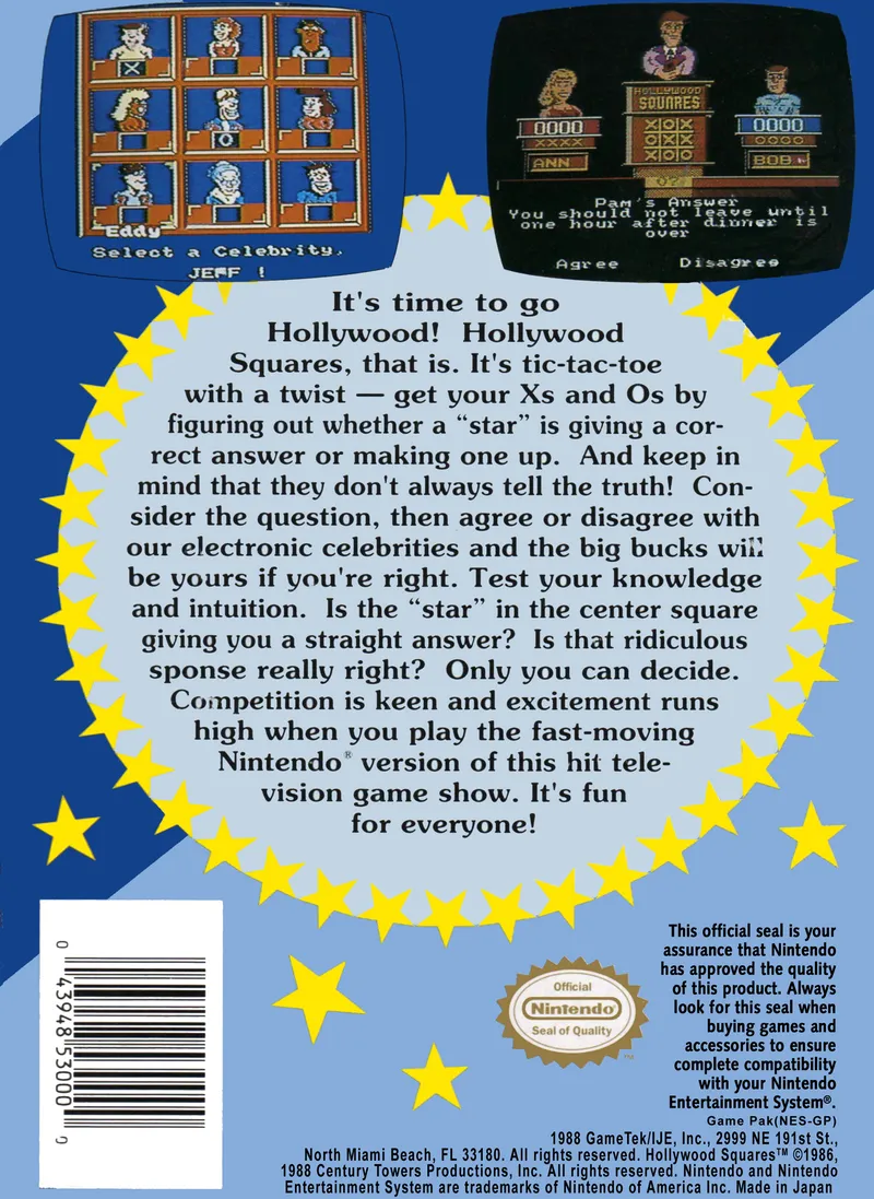 Hollywood Squares box back