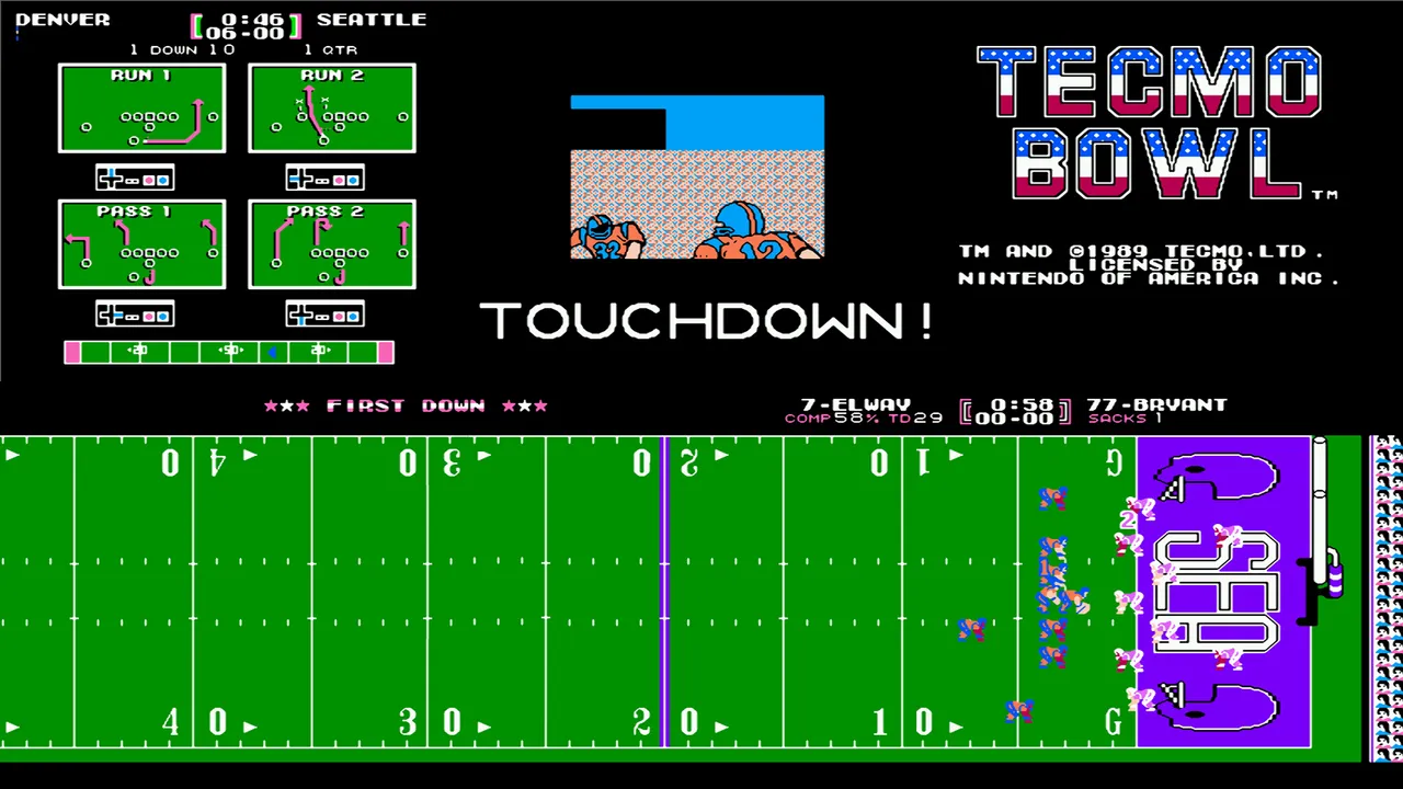 Backdrop artwork for Tecmo Bowl