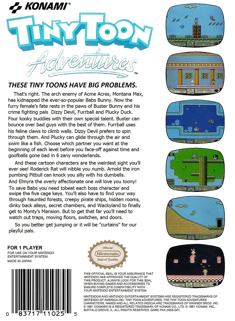 Tiny Toon Adventures box back