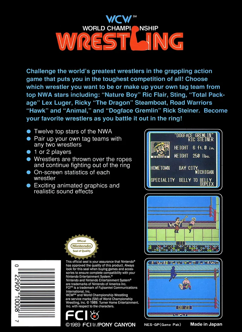 WCW: World Championship Wrestling box back