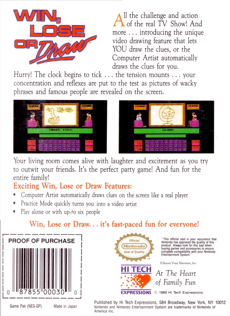 Win, Lose or Draw box back