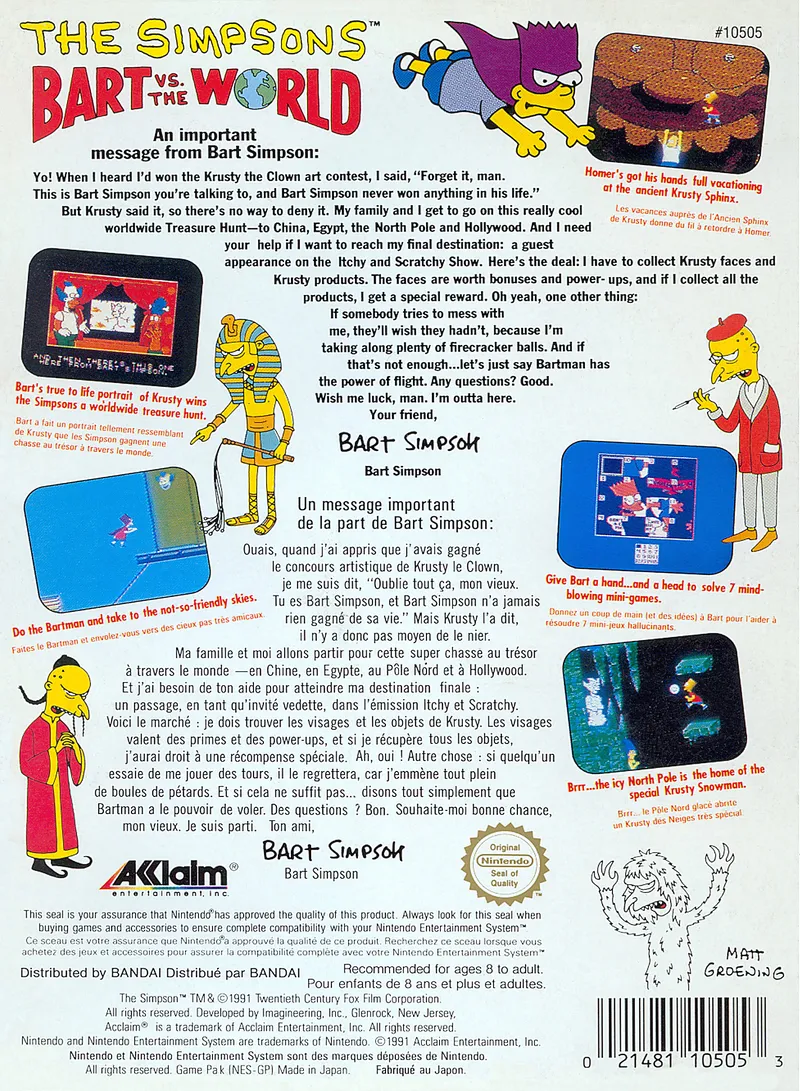 The Simpsons: Bart vs. the World box back