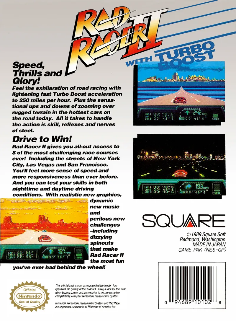 Rad Racer II box back