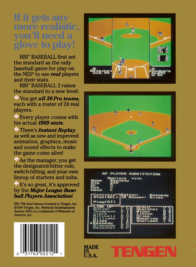 R.B.I. Baseball 2 box back