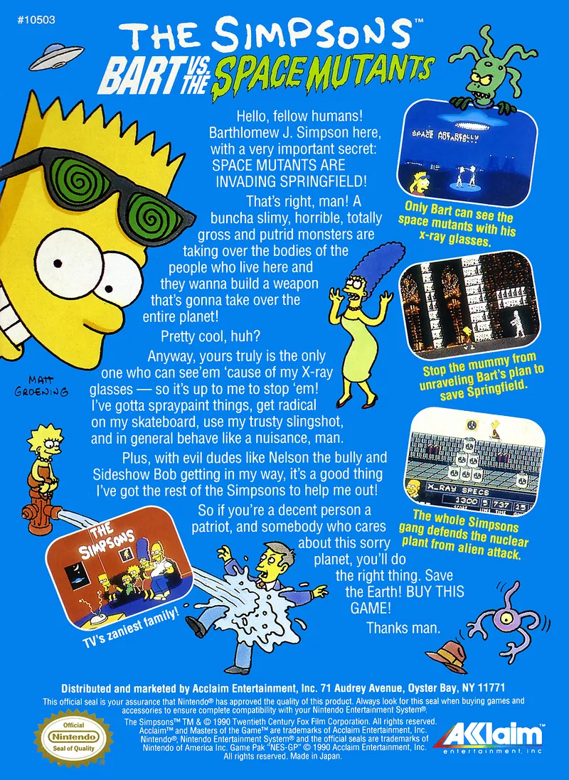 The Simpsons: Bart vs. the Space Mutants box back