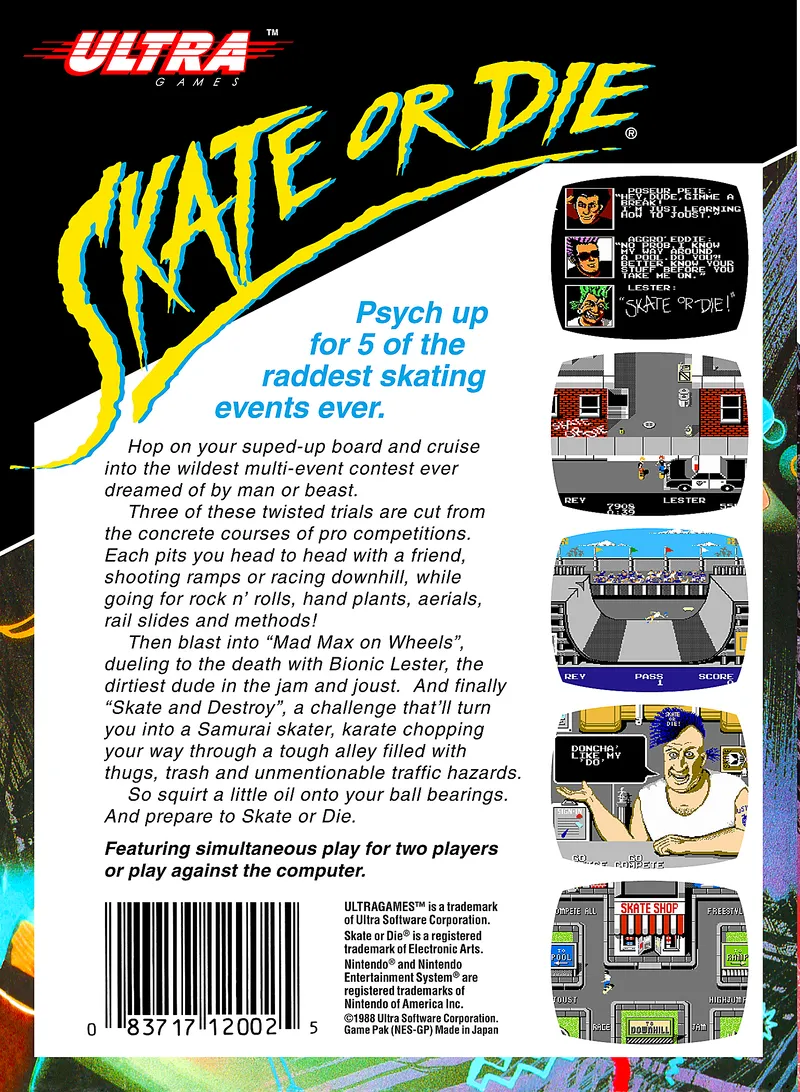 Skate or Die! box back
