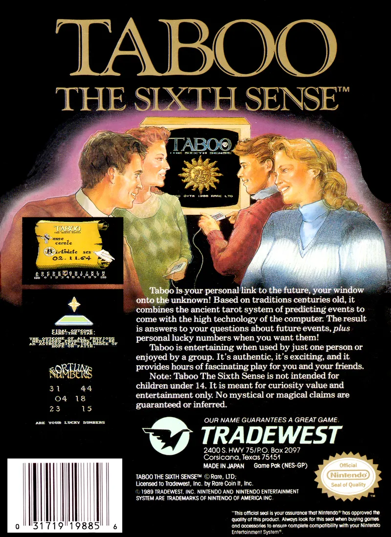 Taboo: The Sixth Sense box back