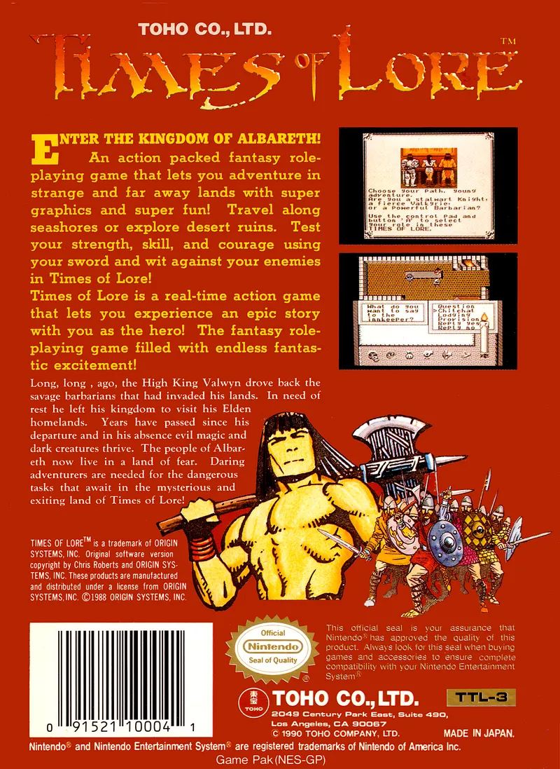 Times of Lore box back