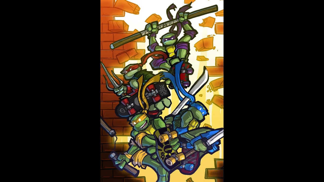 Backdrop artwork for Teenage Mutant Ninja Turtles II: The Arcade Game