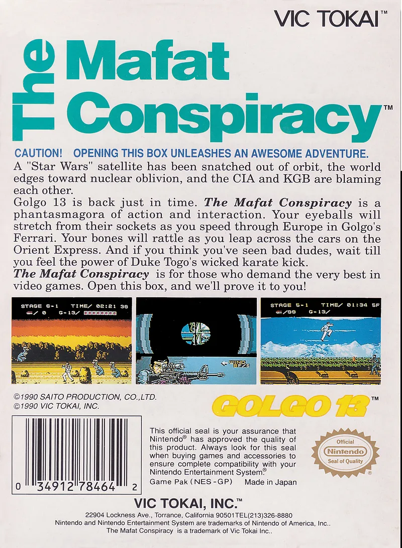 The Mafat Conspiracy box back