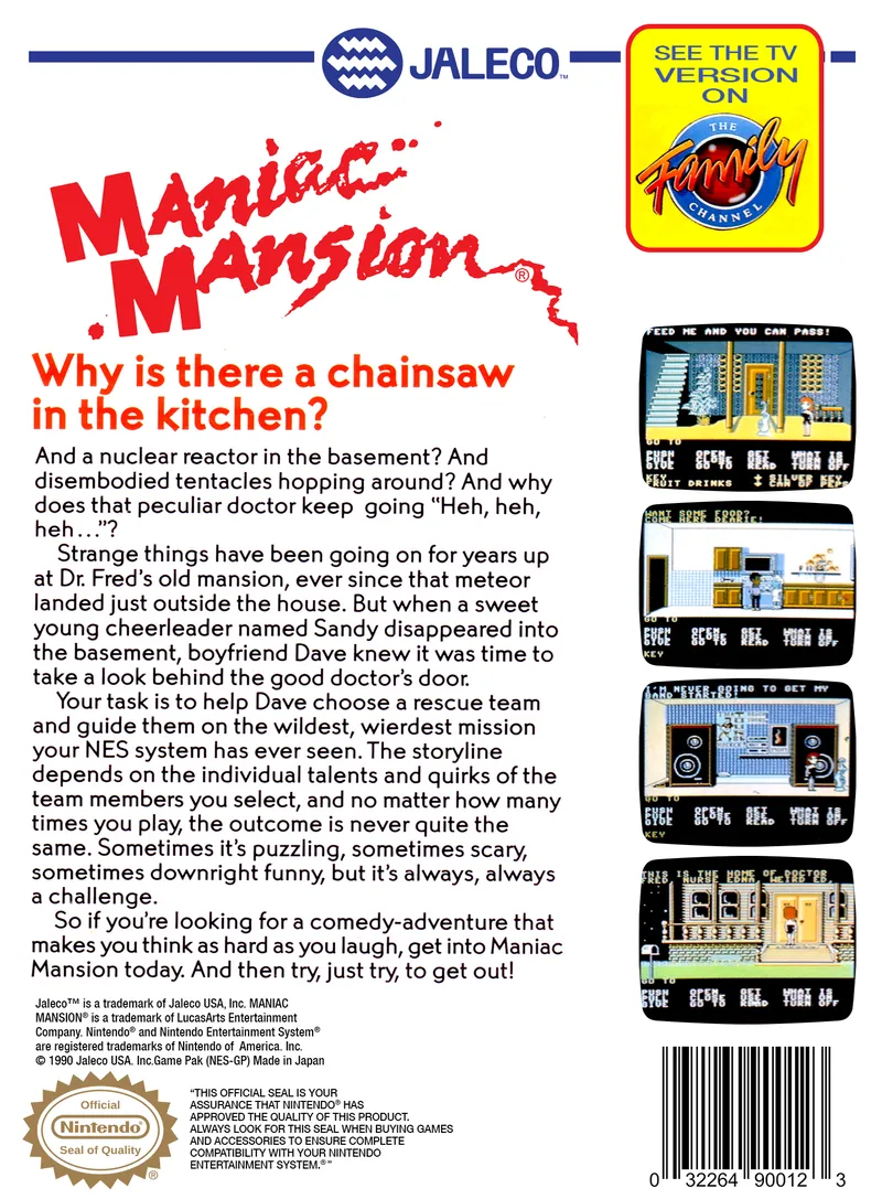 Maniac Mansion box back