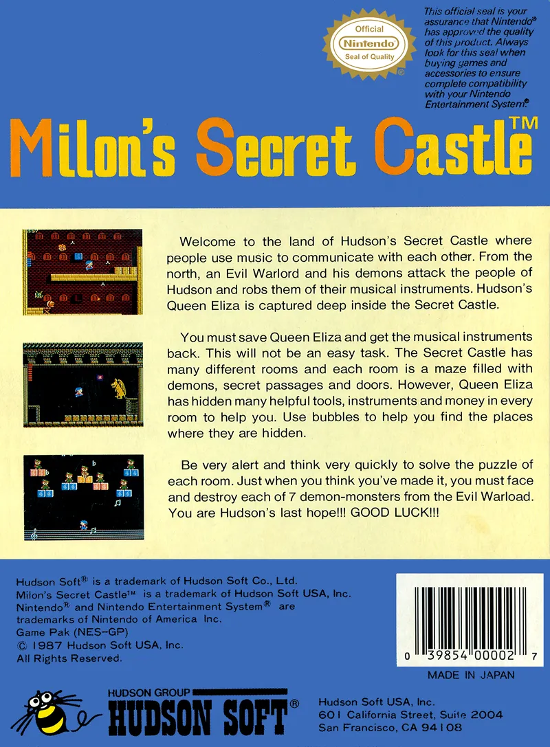Milon's Secret Castle box back