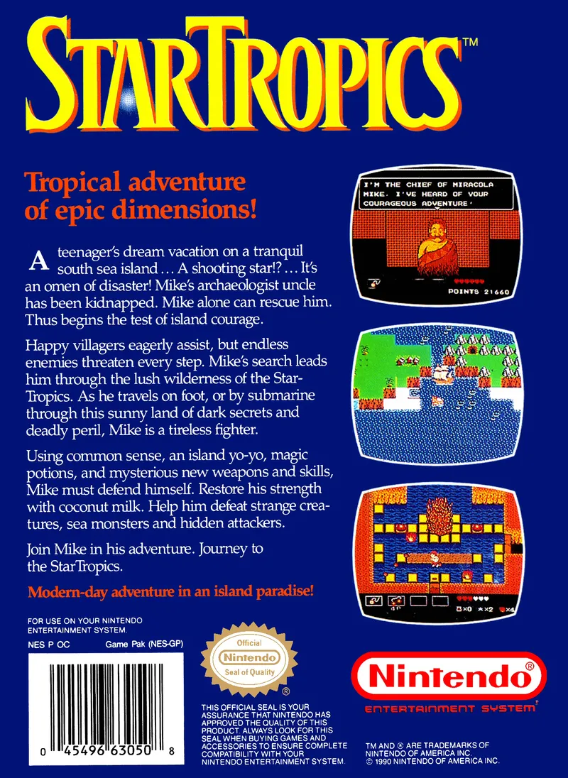 StarTropics box back