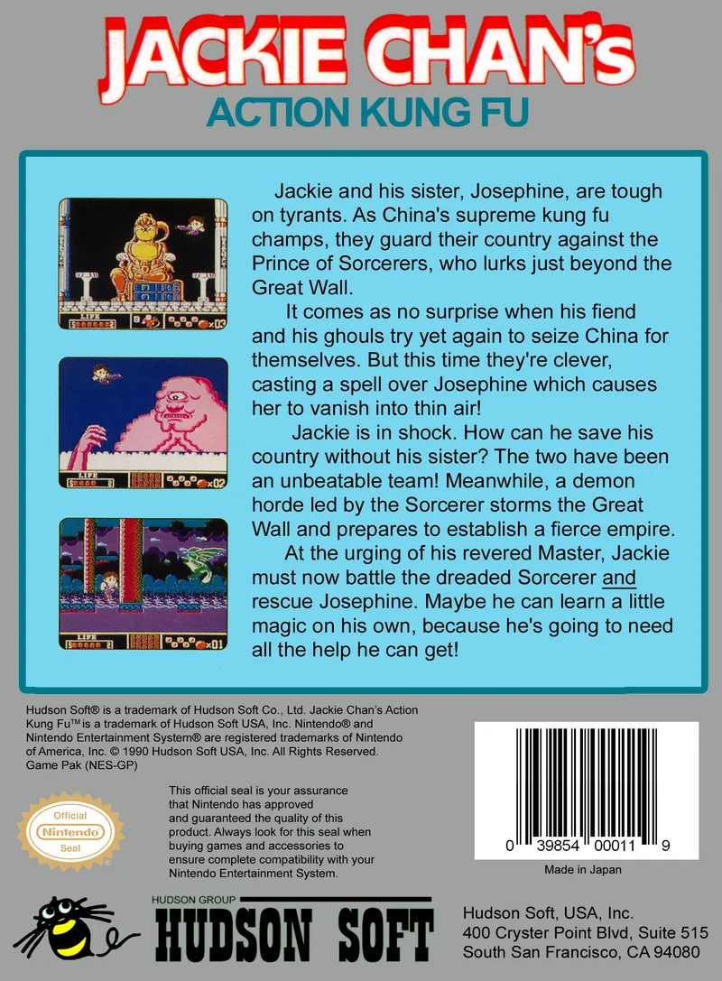Jackie Chan's Action Kung Fu box back
