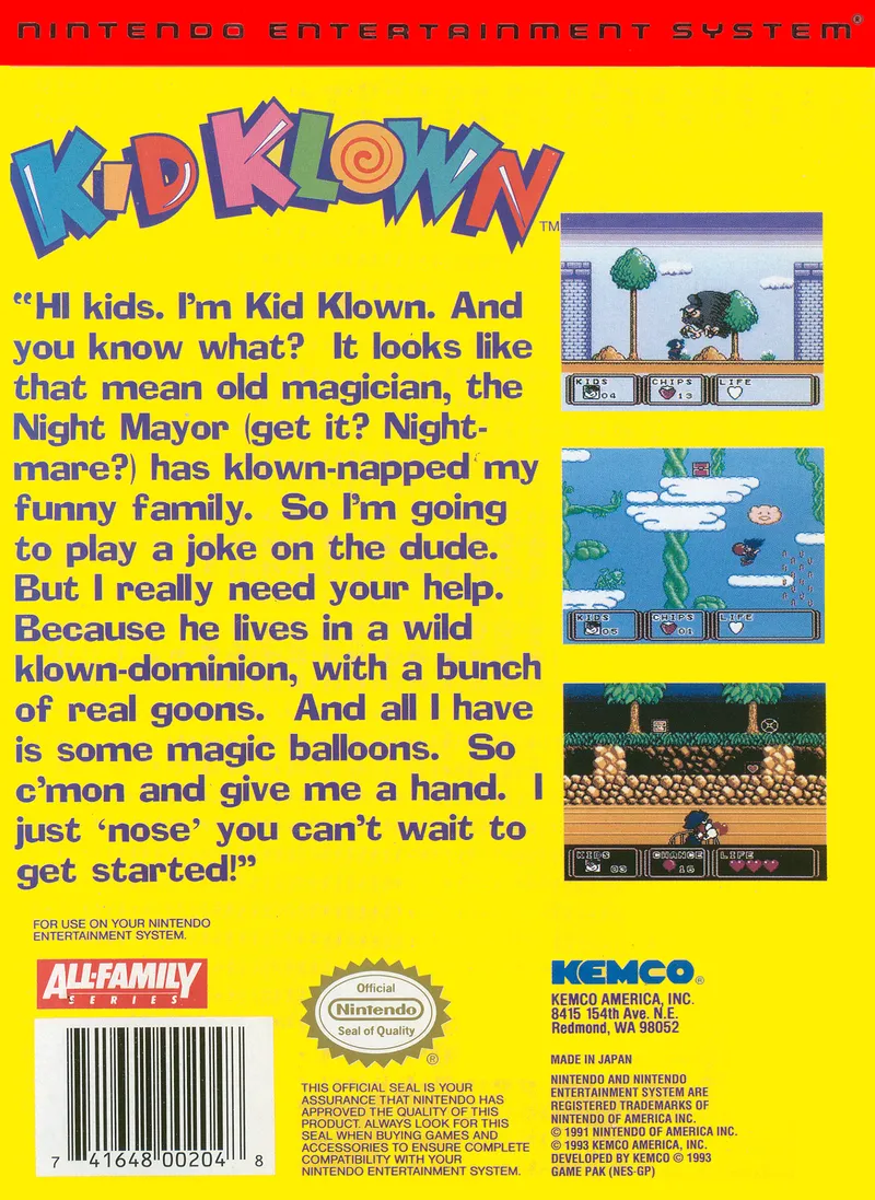 Kid Klown in Night Mayor World box back