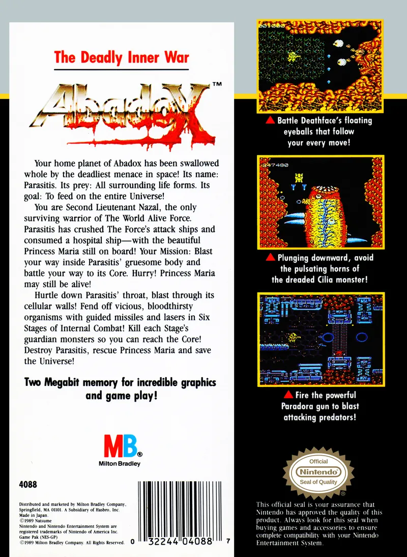 Abadox: The Deadly Inner War box back