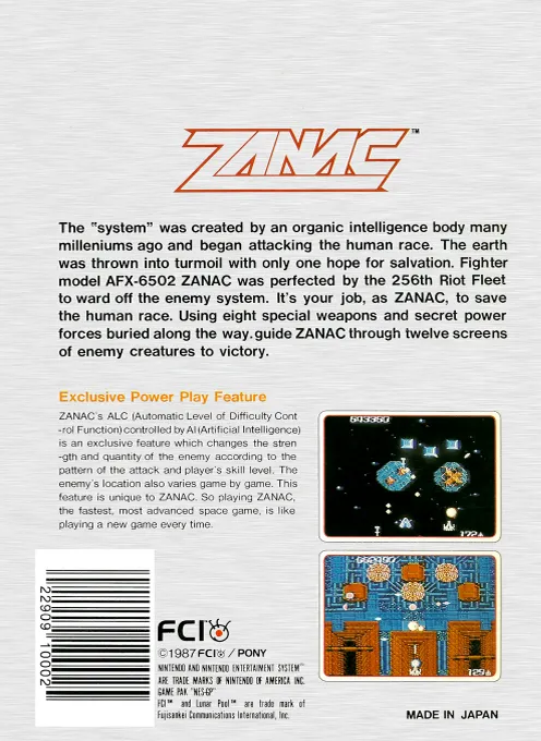 Zanac box back