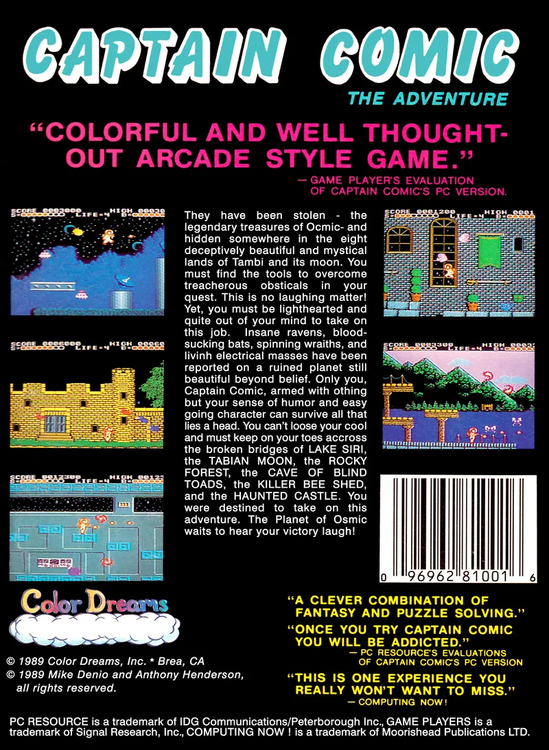 Captain Comic: The Adventure box back