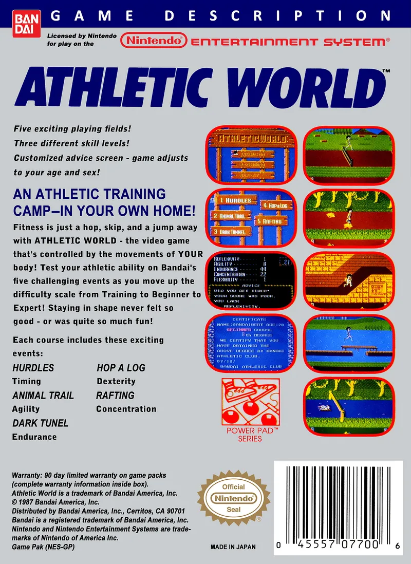 Athletic World box back