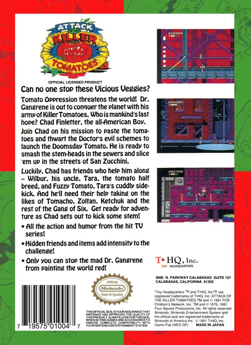 Attack of the Killer Tomatoes box back