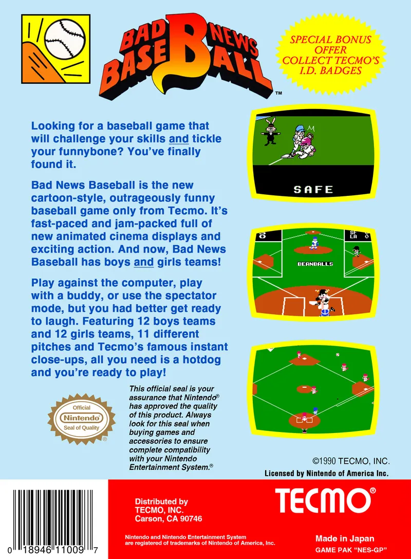 Bad News Baseball box back