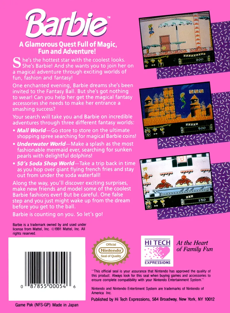 Barbie box back