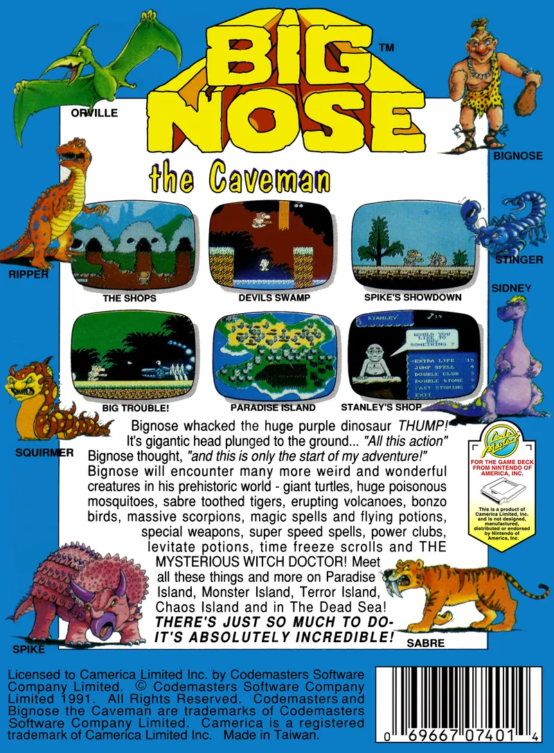 Big Nose the Caveman box back