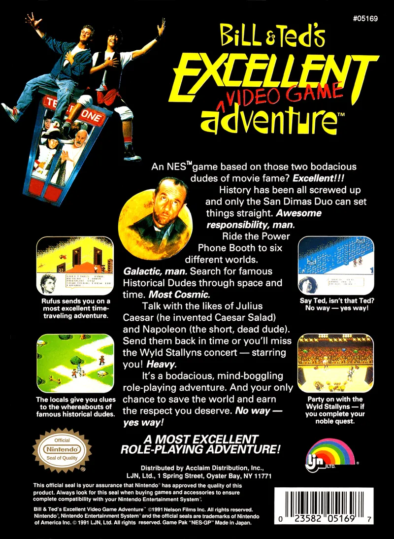 Bill & Ted's Excellent Video Game Adventure box back