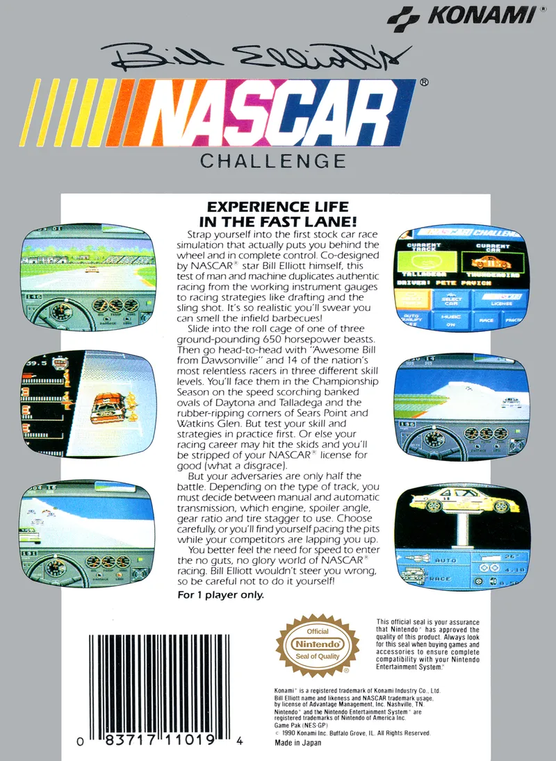 Bill Elliott's NASCAR Challenge box back