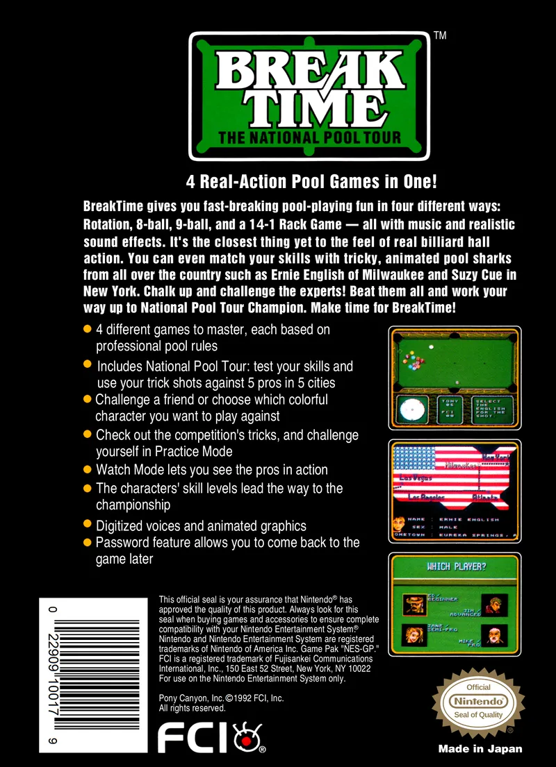 Break Time: The National Pool Tour box back