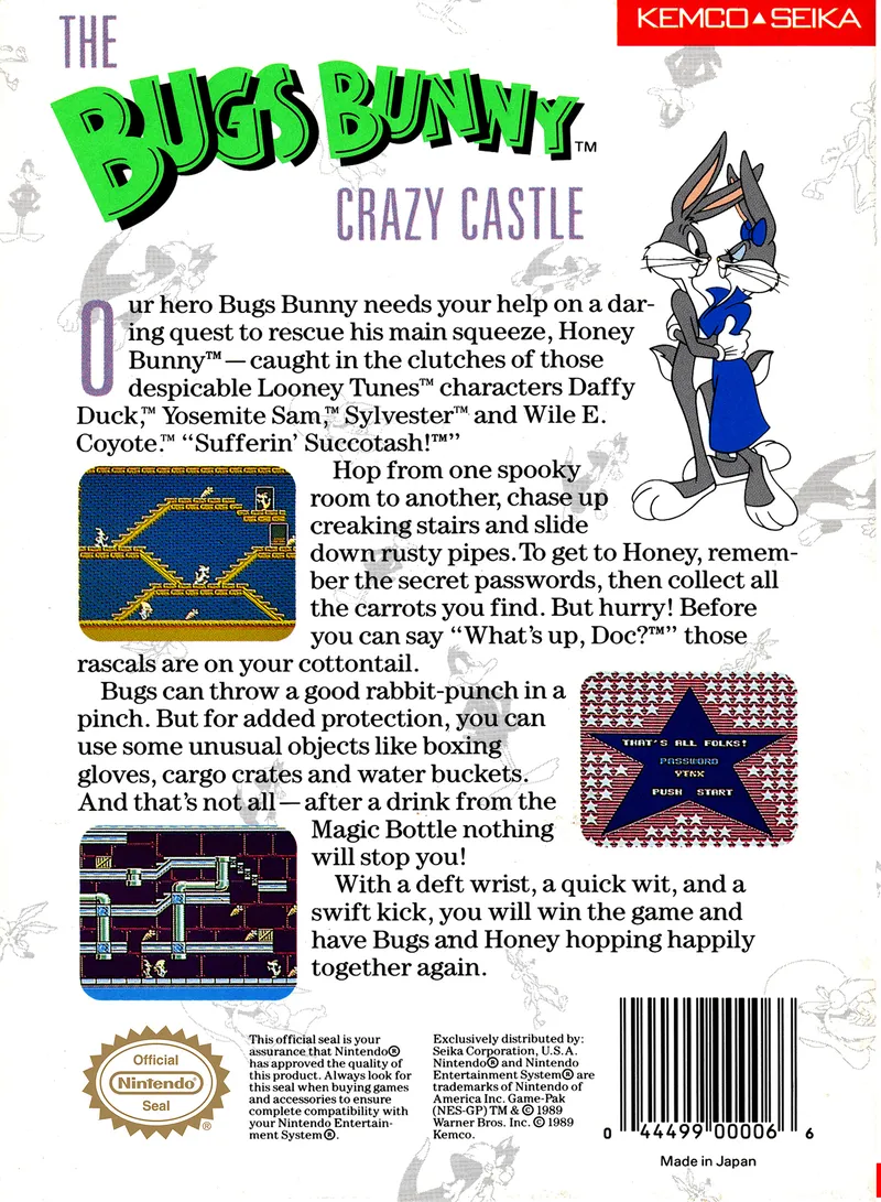 The Bugs Bunny Crazy Castle box back