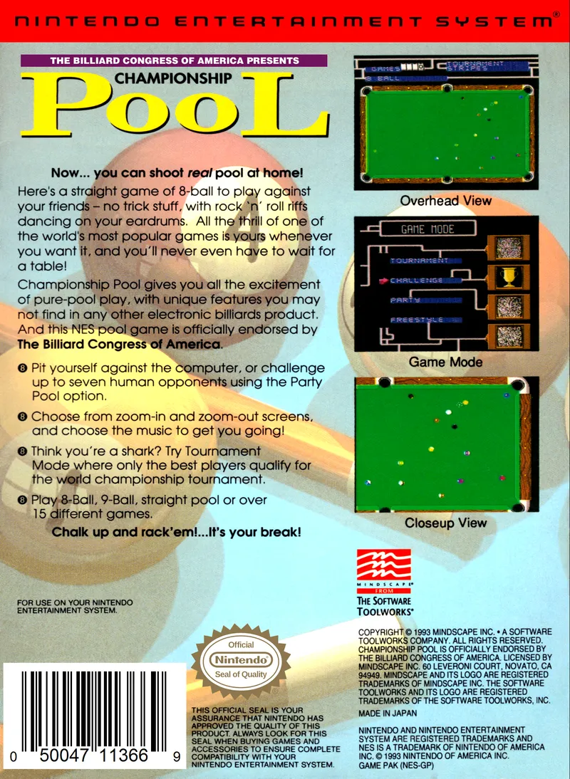Championship Pool box back