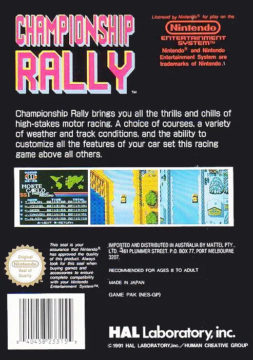 Championship Rally box back