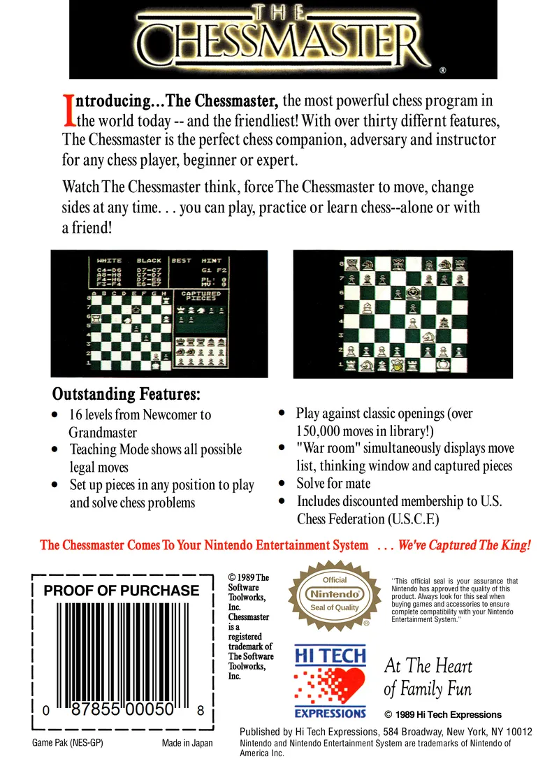The Chessmaster box back