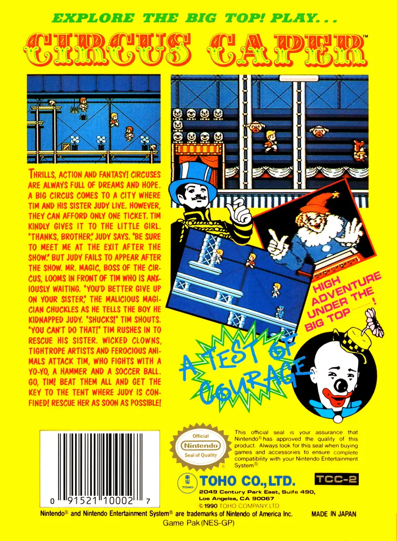 Circus Caper box back