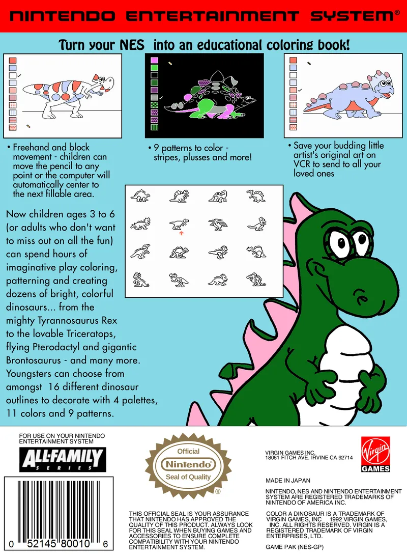 Color a Dinosaur box back