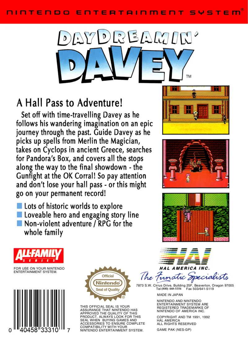 Day Dreamin' Davey box back