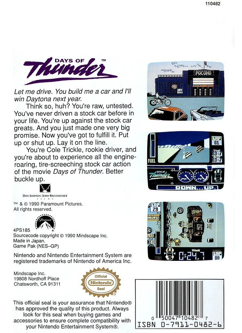 Days of Thunder box back