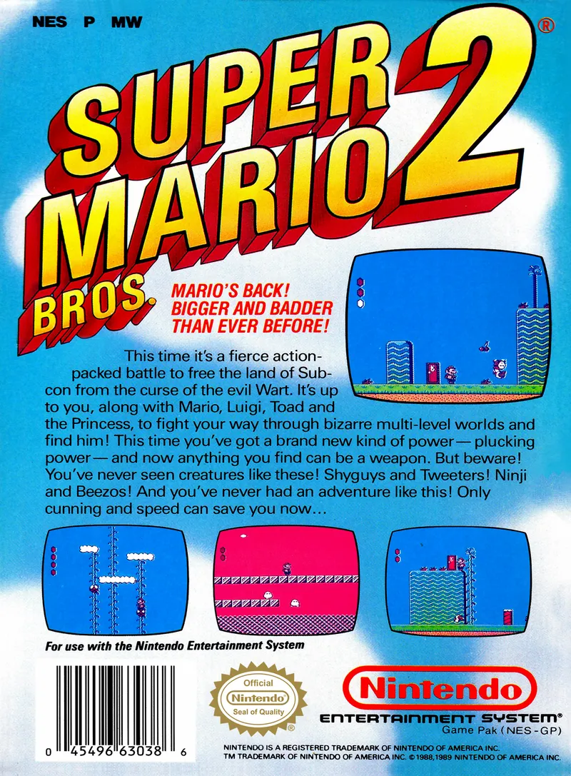 Super Mario Bros. 2 box back