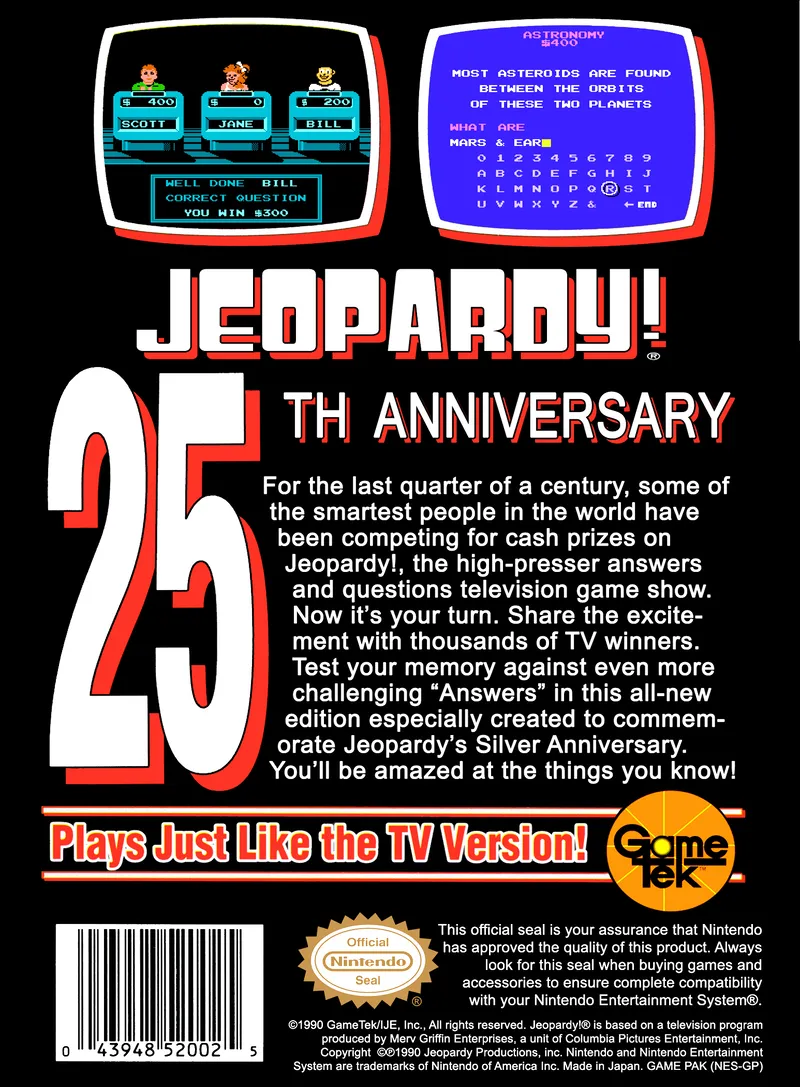 Jeopardy! 25th Anniversary Edition box back