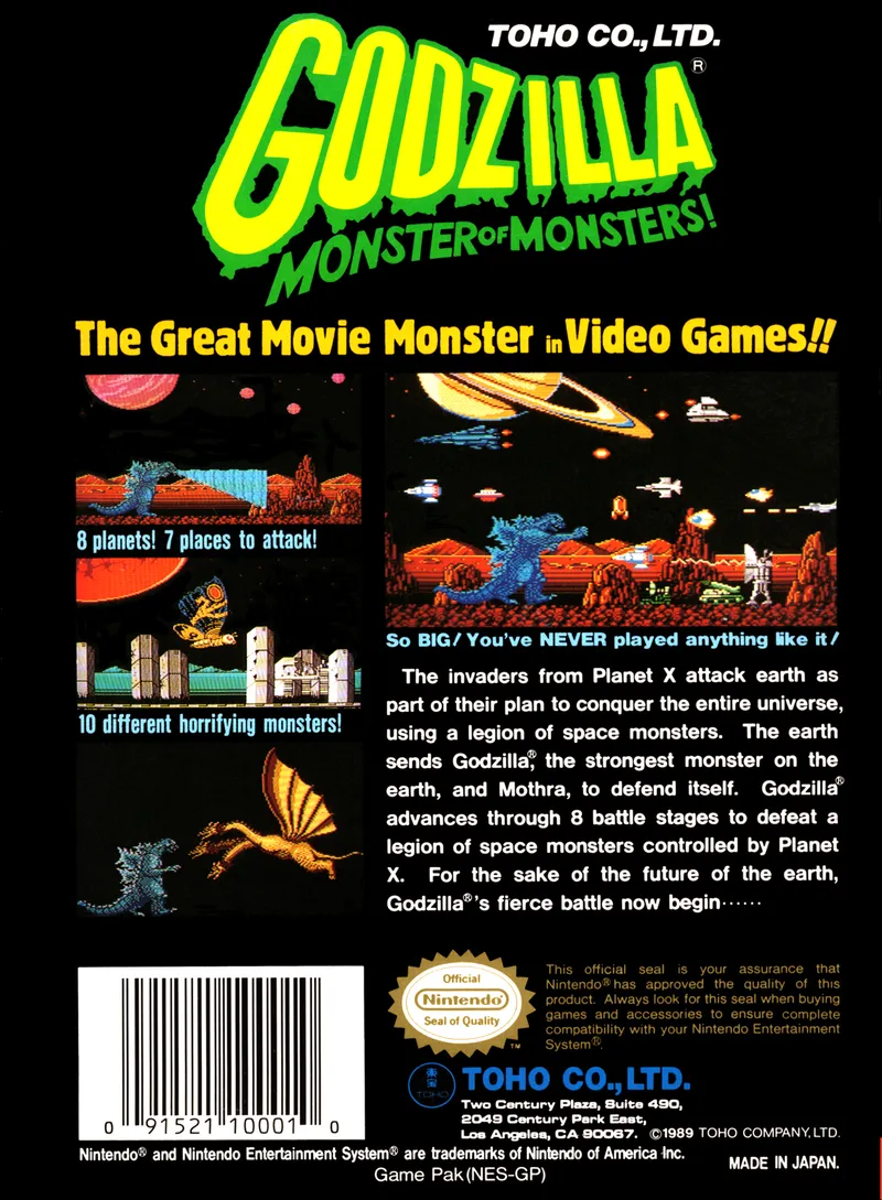 Godzilla: Monster of Monsters box back